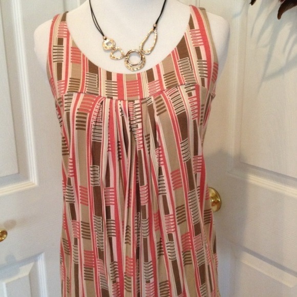 Sleeveless top in salmon, pink and brown - Picture 1 of 4